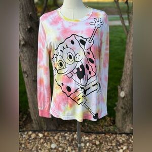 Pink and yellow tie-dye long sleeve SpongeBob SquarePants